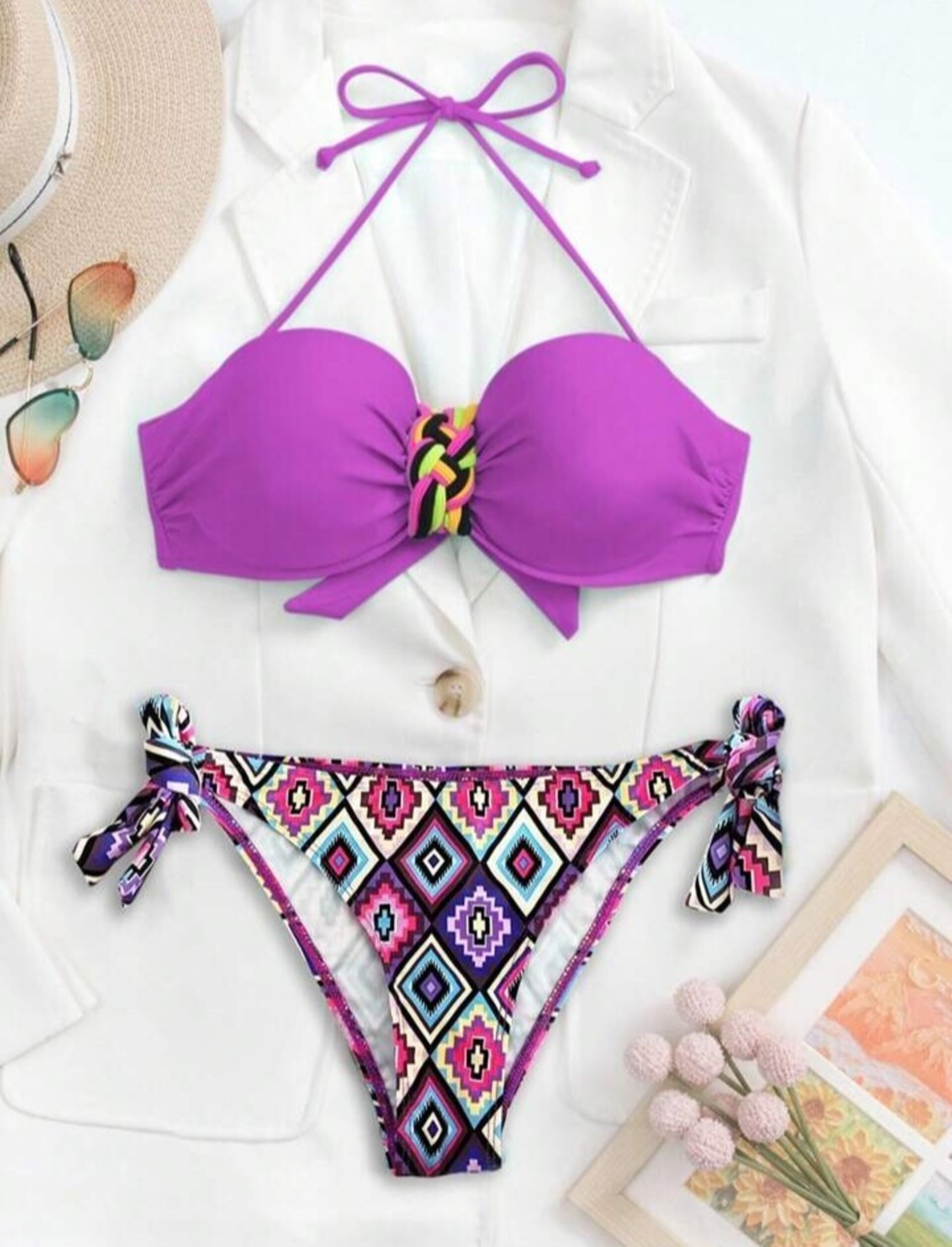 Conjunto de bikini para mujer con estampado geometrico - 3
