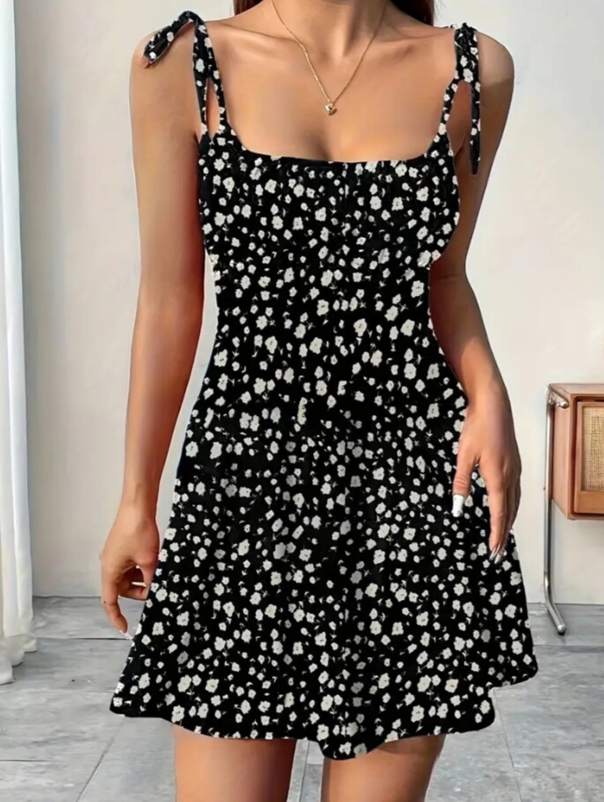 vestido de tirantes con estampado - 5