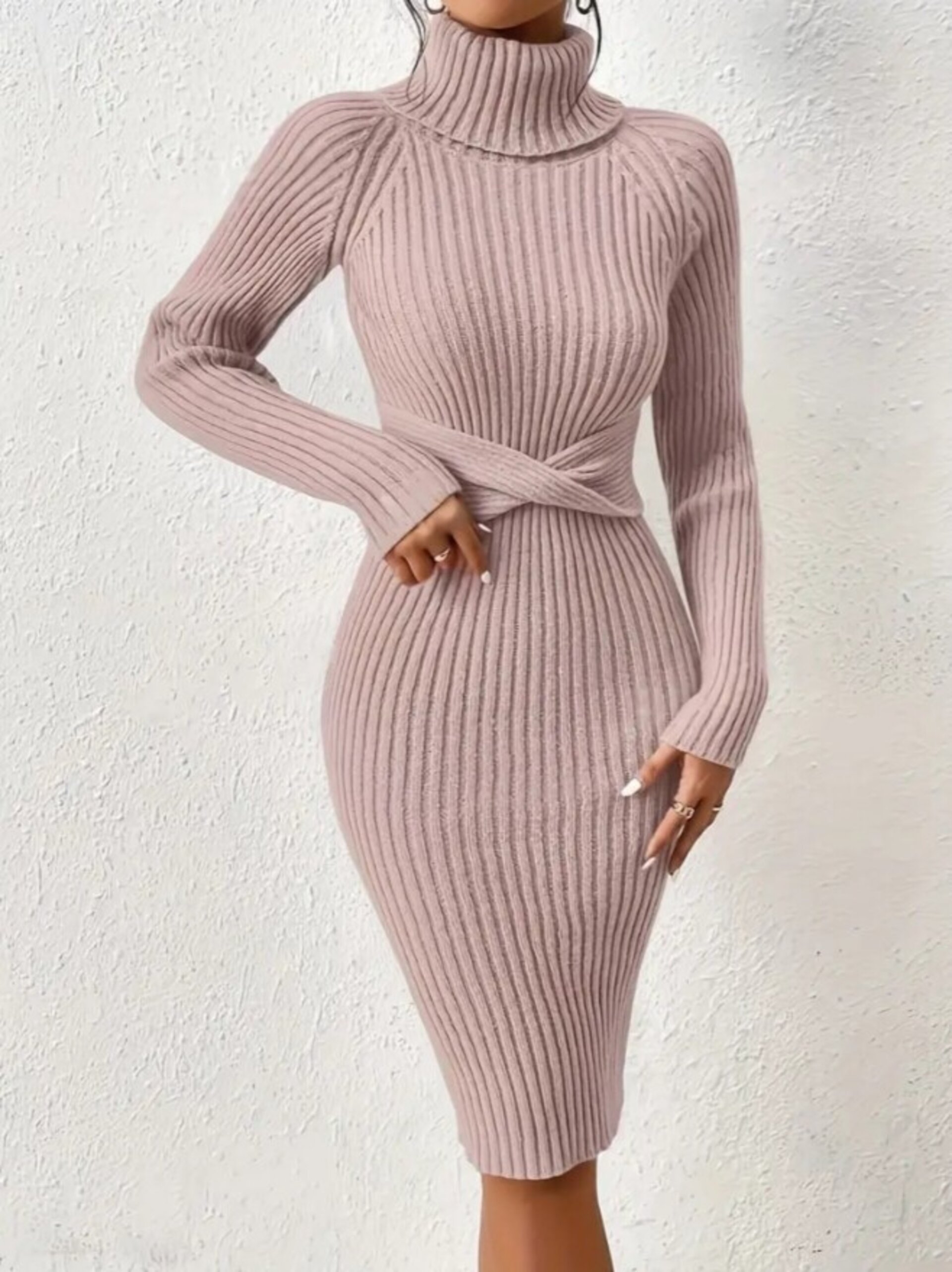 vestido jersey de cuello alto mujer - 4