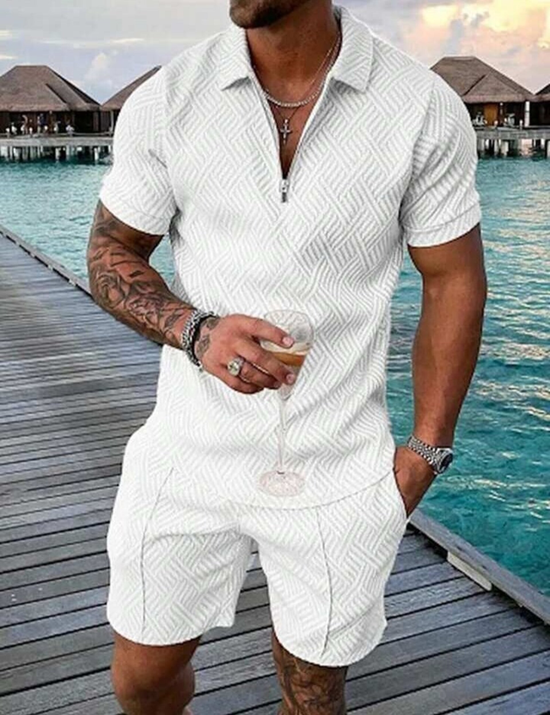 Conjunto de camisa y pantalón corto hombre - 4