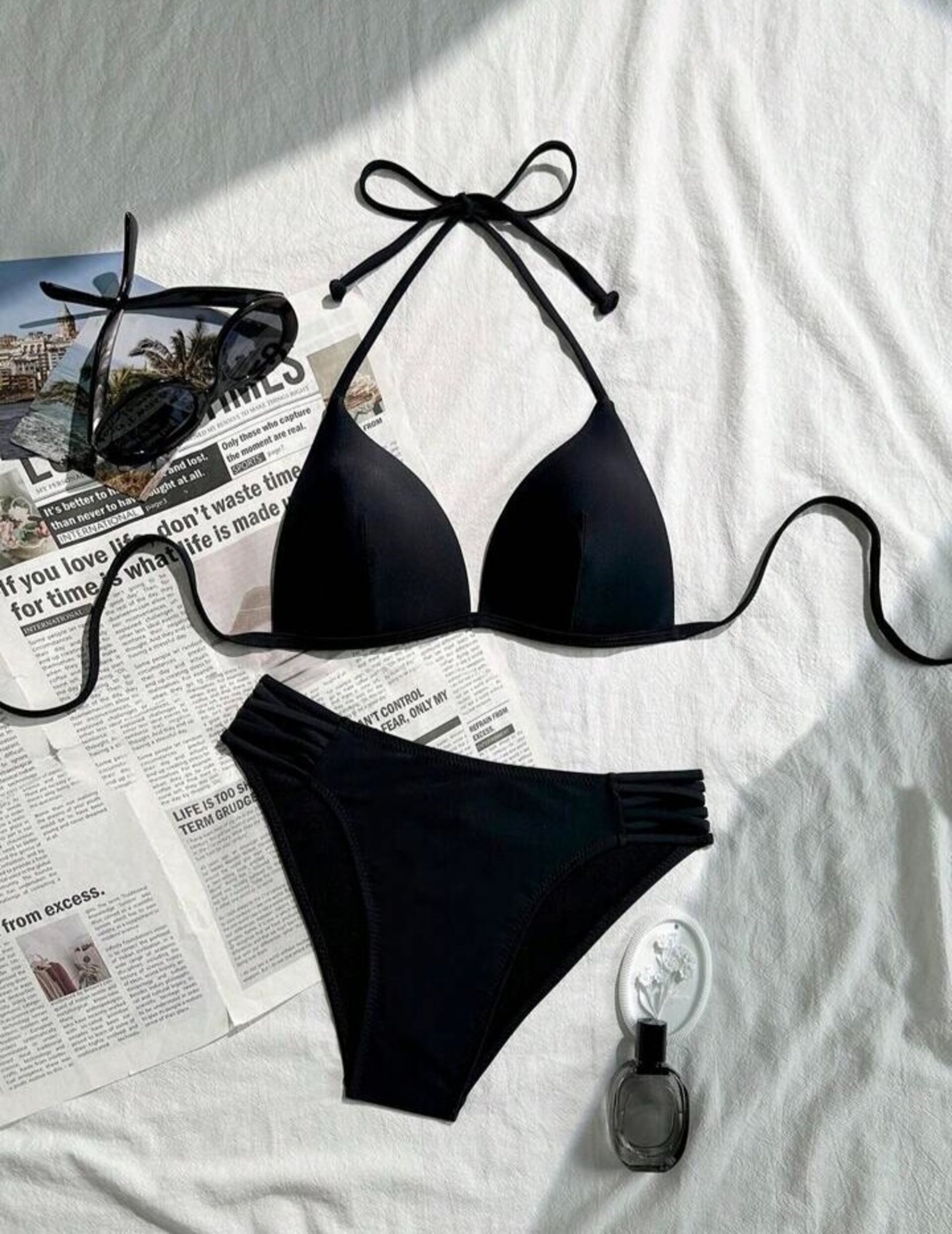 Conjunto de bikini básico de unicolor para mujer - 14