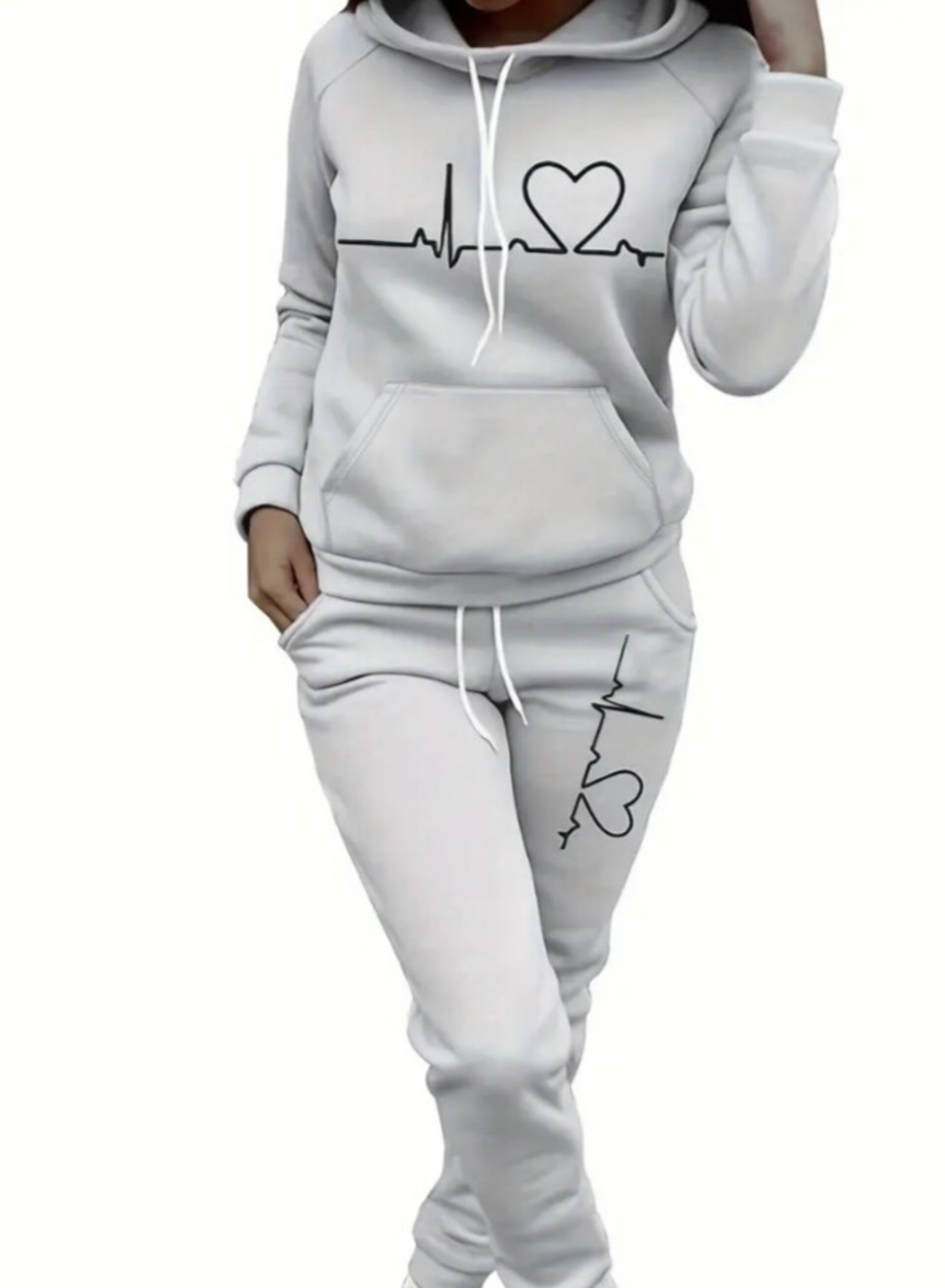 conjunto de dos piezas con estampado de corazon - 9