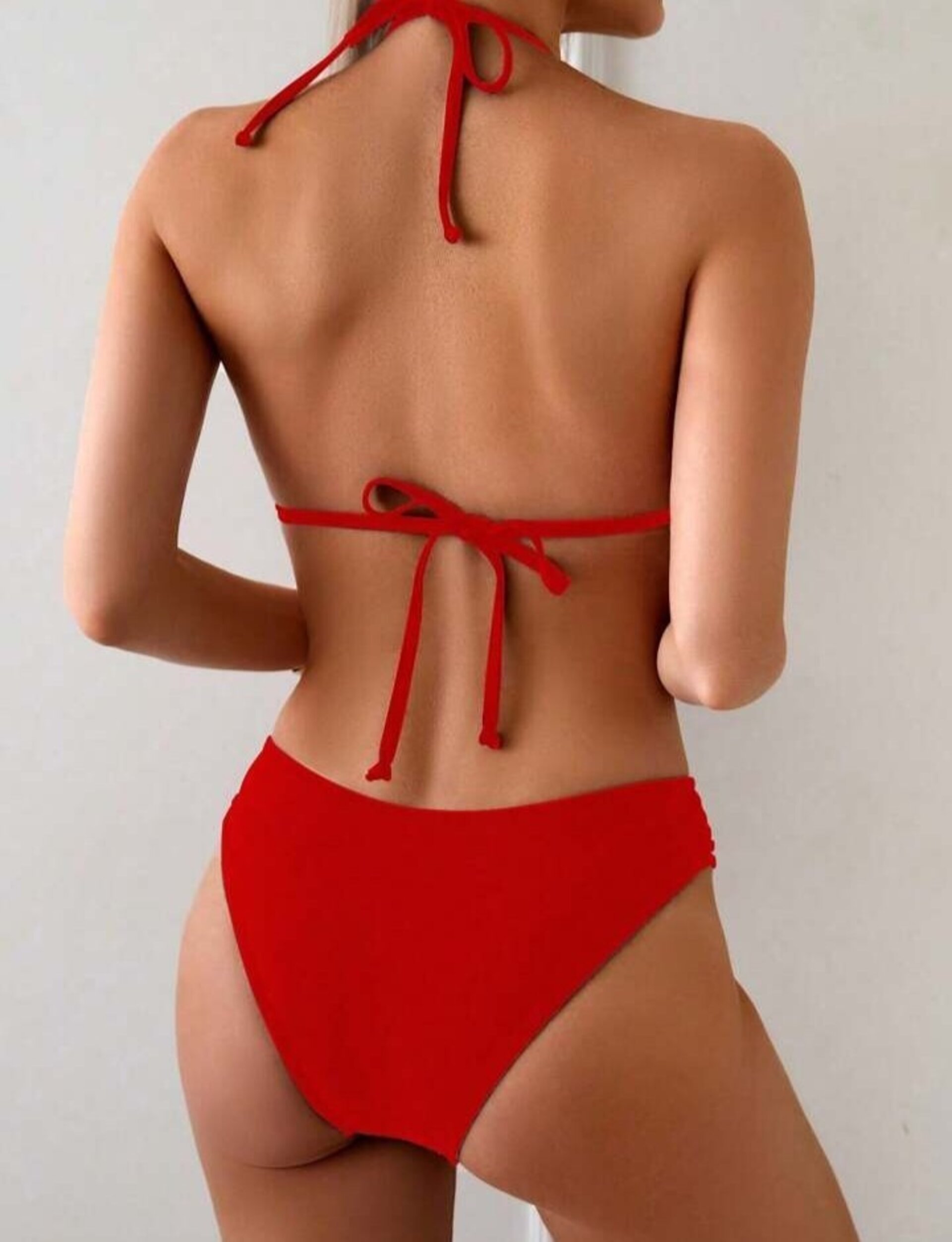 Conjunto de bikini básico de unicolor para mujer - 11