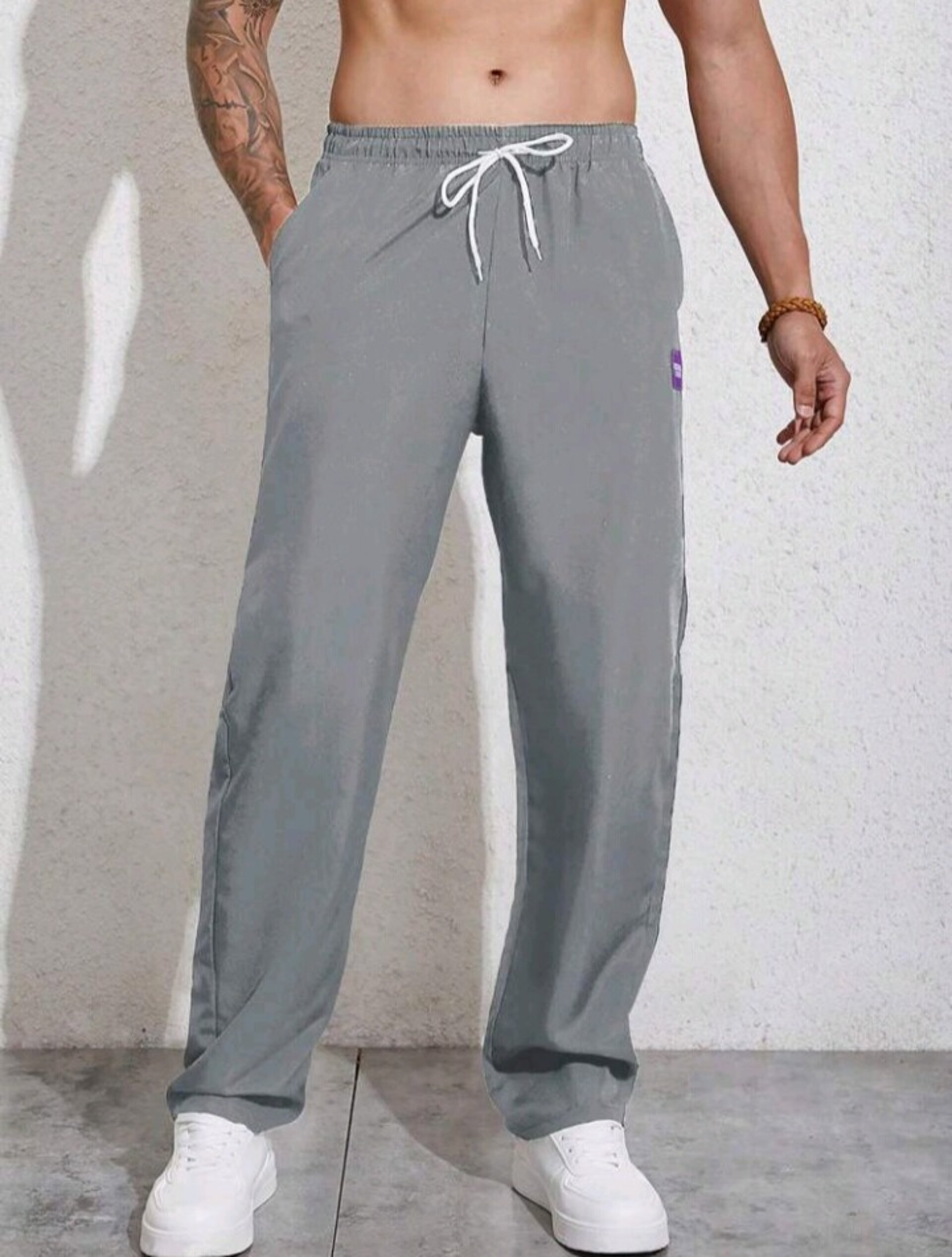 pantalon con cordon en la cintura para hombre - 9
