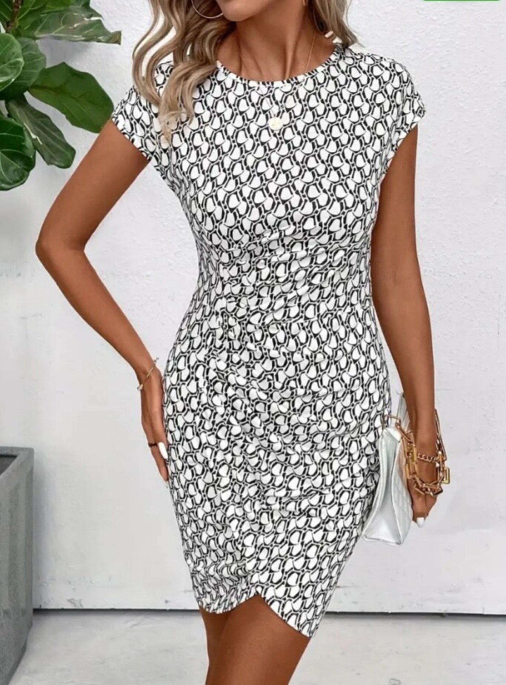 vestido ajustado con estampado completo - 15