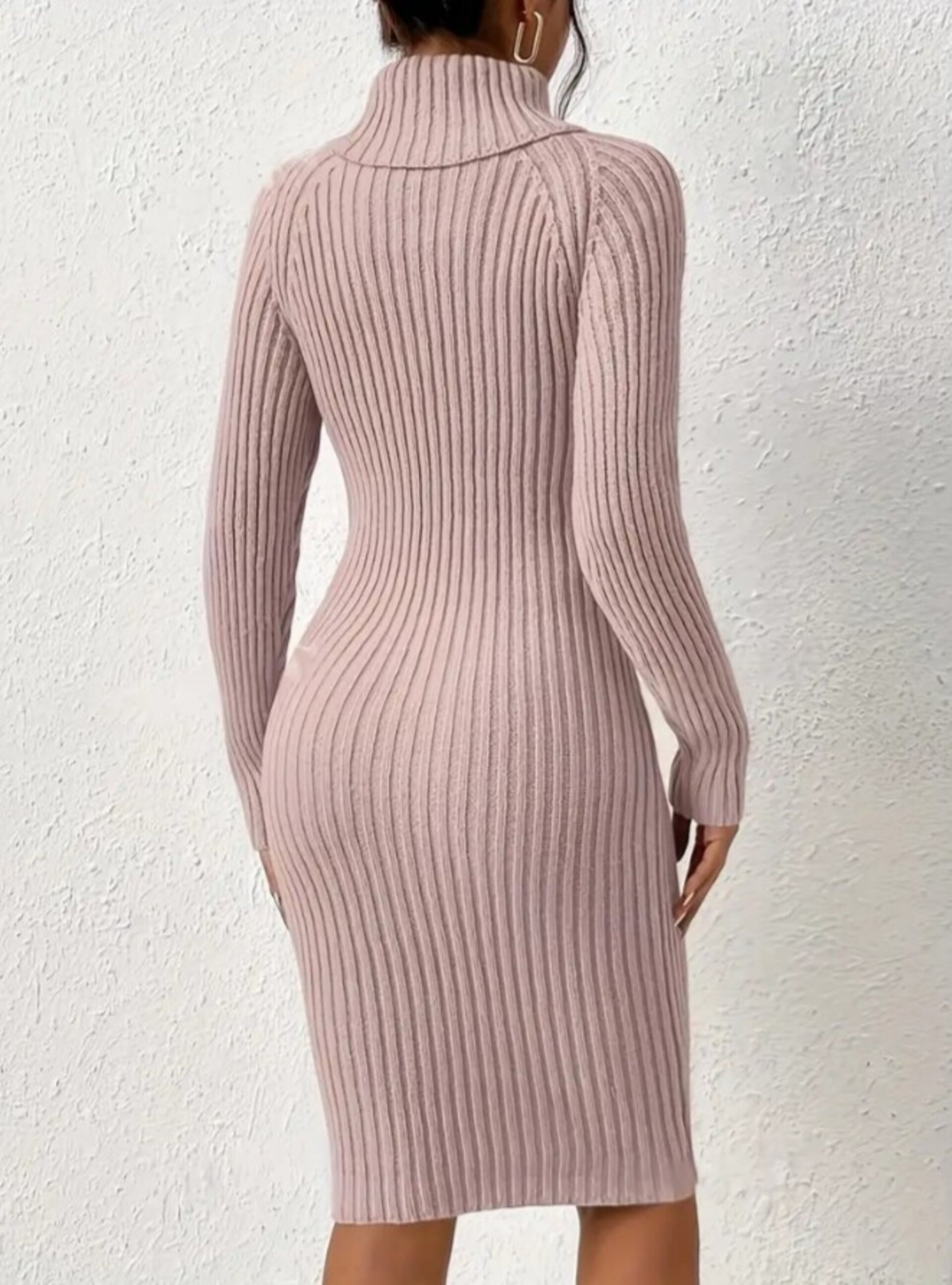 vestido jersey de cuello alto mujer - 3