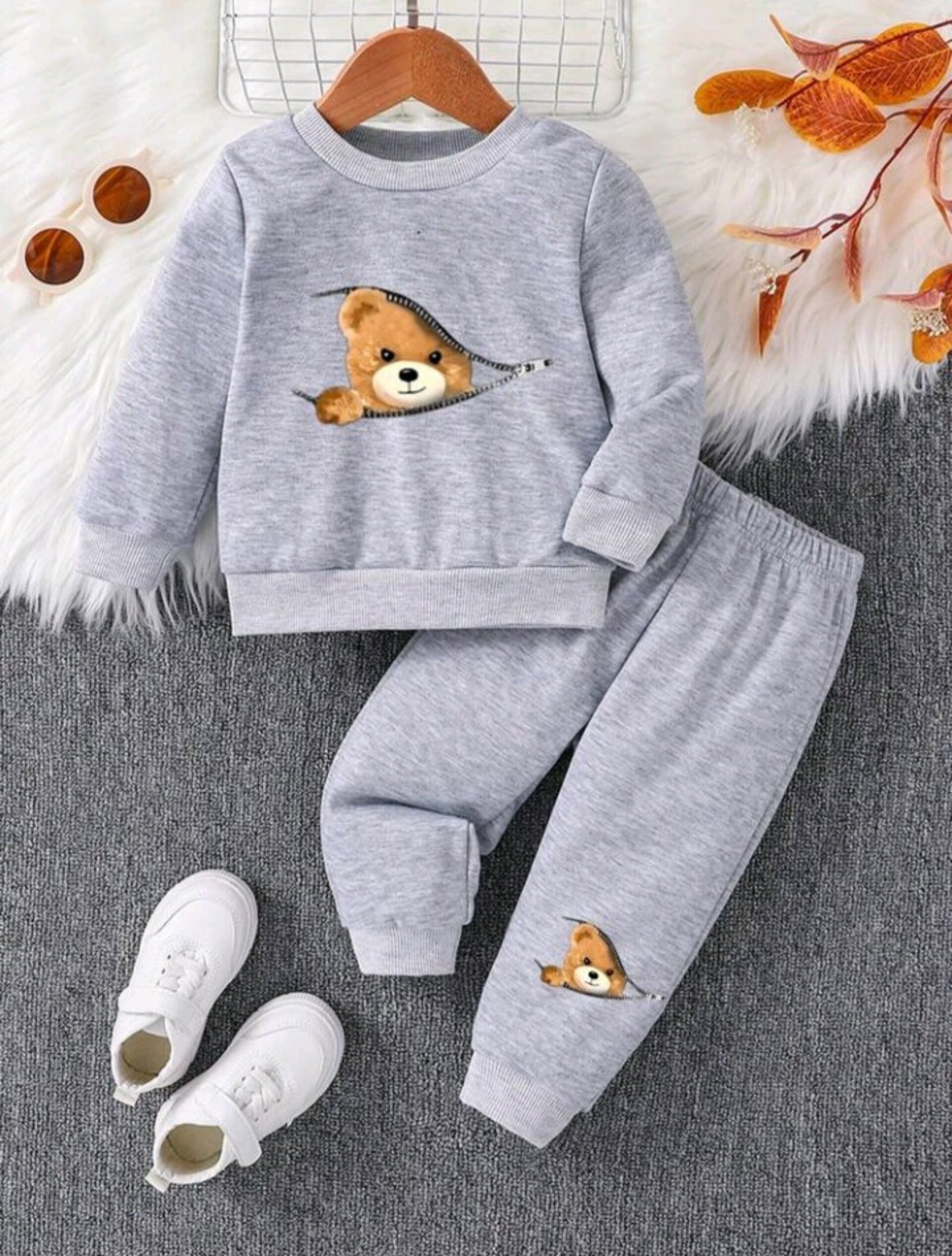 conjunto de niño pequeño con estampado de oso - 9