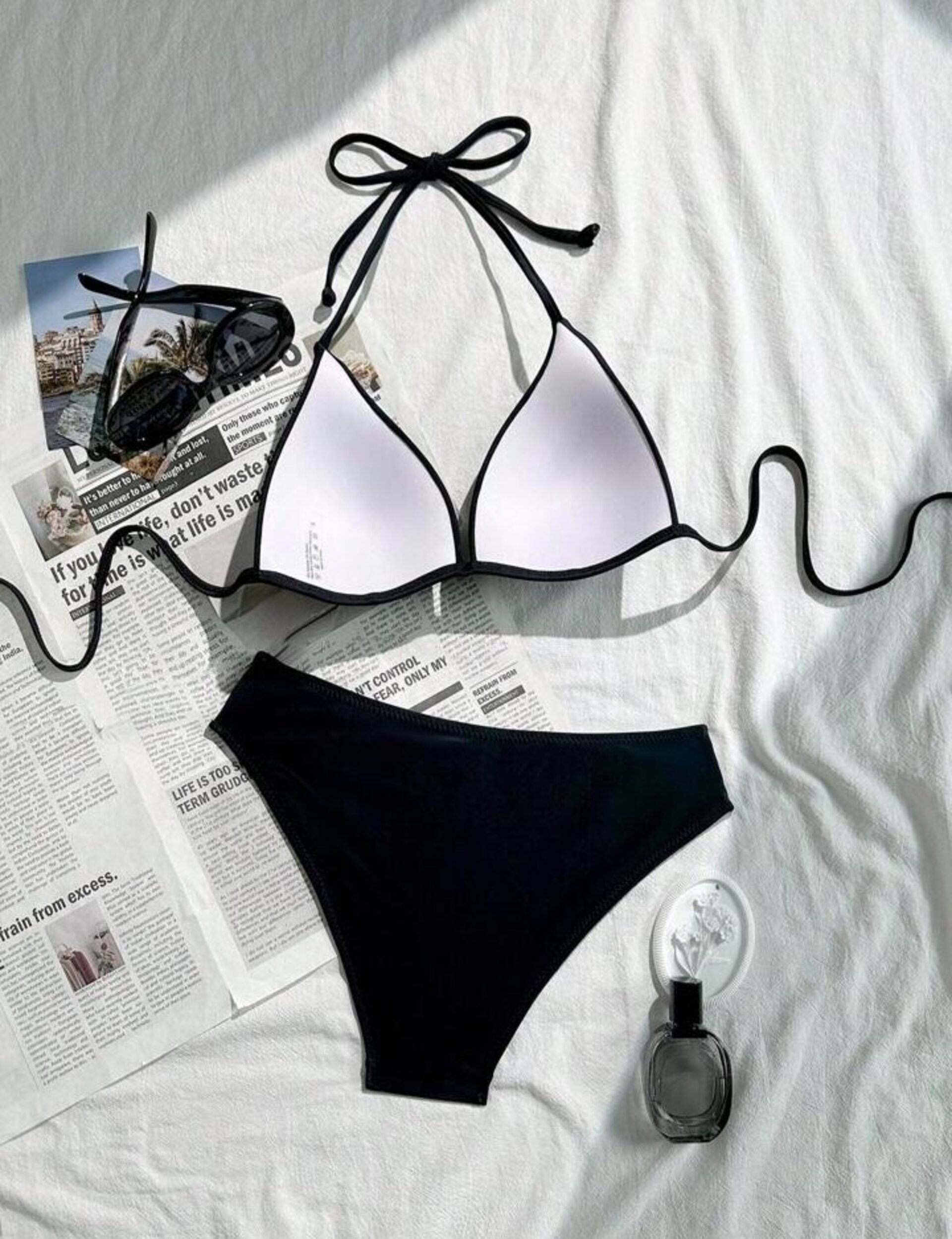 Conjunto de bikini básico de unicolor para mujer - 15